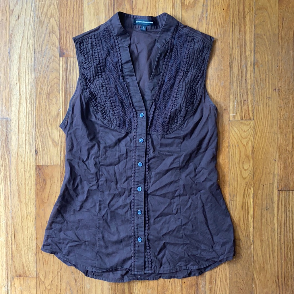 Express Brown Button Down Tank